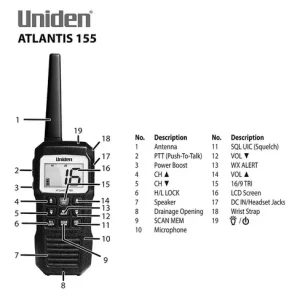 Radio vhf portátil Uniden Atlantis 155